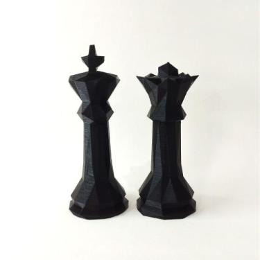 Imagem de Estatuetas Rei e Rainha do xadrez - Toque 3D - Cor: Preto