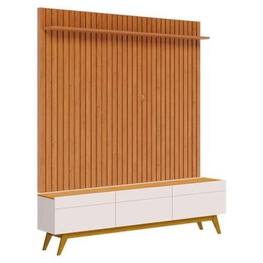 Imagem de Rack Bancada Classic 3 Gavetas e Painel para TV Suspenso Ripado Loft 1