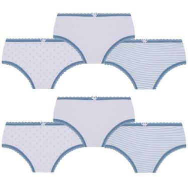 Imagem de Kit Com 6 Calcinhas Lobinha Infantil Kids Algodão Lupo, M, Azul