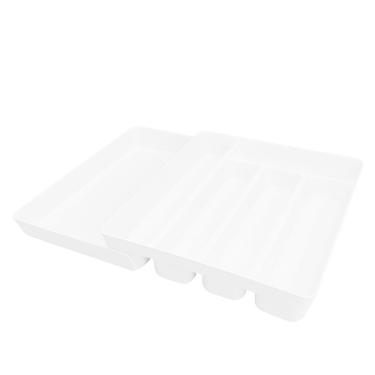 Imagem de Organizador de Talheres Para Gaveta 5 Divisorias com Extensor Plástico Cozinha Branco - 401046 Crippa