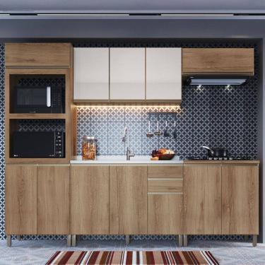 Imagem de Cozinha Completa Dinamarca 12 Portas 2 Gavetas com Vidro 6123.164 Castini - Indékes