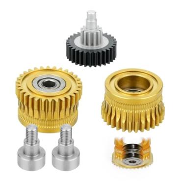Imagem de K1C Extruder Gear Metal, K1C Extruder Gear Metal, K1 Double Bearing Gear Upgrade Kit Aço Endurecido DLC Ouro + Engrenagem de Redução para Creality K1, K1 Max, K1C