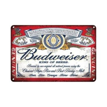 Imagem de Placa De Metal Vintage Budweiser Beer Tin Sign Para Decoração De Bar E