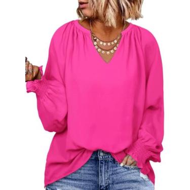 Imagem de Blusa Eytino Plus Size de chiffon com decote em V para mulheres