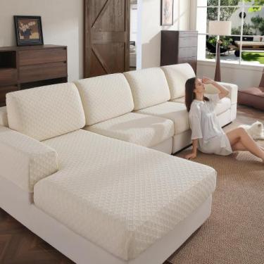 Imagem de Capa de sofá OHSIO Stretch Sofa, macia, lavável, 2 lugares, marfim