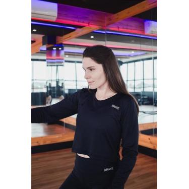 Imagem de Cropped Manga Longa Brave Confort, Preto, G