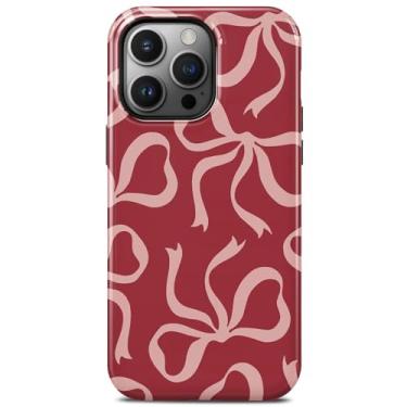 Imagem de TAMUEL Capa para iPhone 13 Pro, capa de telefone com laço fofo, compatível com Magsafe, moderna fita vermelha elegante estética magnética fina silicone à prova de choque capa feminina feminina