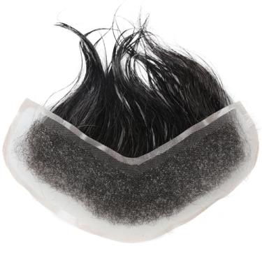 Imagem de Amiable Toupee masculina testa 100% cabelo humano peruca frontal de renda francesa para homens Sistema de substituição em forma de V natural peruca para homens cabelo humano #1B50
