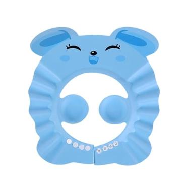 Imagem de simhoa Touca de banho infantil, chapéu de xampu de EVA com protetor de orelha, touca de banho fofa ajustável para meninas, crianças, viagens em ambientes, Azul