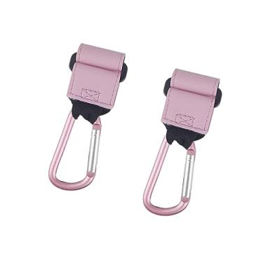 Imagem de YIJU Conjunto de 2 Ganchos para Carrinhos de Bebê - Suporte para Sacolas, ROSA