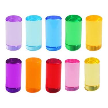 Imagem de Dynwave Conjunto de Blocos de Construção Coloridos, Cilindros Acrílicos com Gemas, Jogo para Empilhar E Desenvolver Coordenação, 5 cm