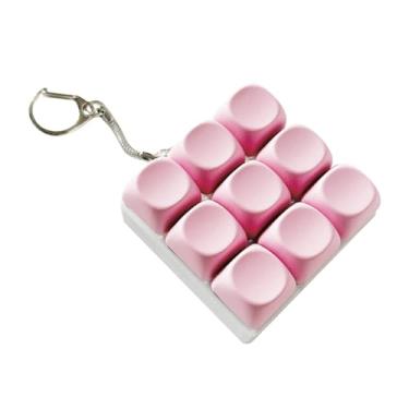 Imagem de JWQFBC Mini Chaveiro com 9 Botões, Brinquedo de Dedo, Brinquedo de Clique, 2,3 X 2,3 X 1,2 Polegadas, Material de PVC para Bolsas, Sacolas, Acessórios de Dec, Rosa