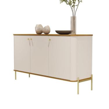 Imagem de Buffet Aparador Tucupi Off White com Nature Pe Dourado - Moveis JB
