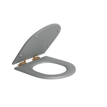 Imagem de Assento Poliester Com Fixação Gold Matte E Slow Close Ap.237 - Cinza Fosco - AP.237.GL.MT.86