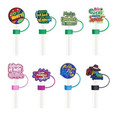 Imagem de 8 peças de tampas de palha de silicone fofas para Stanley, copos de 30 e 1,134 g, garrafa de água 0,4 polegadas/10 mm acessórios de copo reutilizáveis kits de tampas de tampas (faça o que você ama)