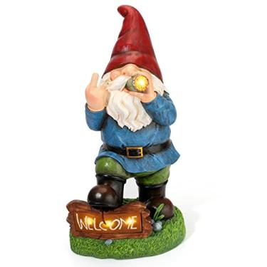 Imagem de Gnomos Decoração de jardim, 34,3 cm de altura, presentes engraçados inapropriados, gnomos, estátuas ao ar livre para quintal, pátio, gramado, decoração de jardim de gnomo impertinente