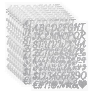 Imagem de PATIKIL 960 peças de adesivos de letras com glitter de 2,5 cm, 10 folhas de adesivos com número do alfabeto autoadesivos de vinil, adesivos à prova d'água para decoração de scrapbook, placa de caixa