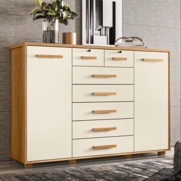 Imagem de Cômoda Quarto Fontana com 7 Gavetas e 2 Portas Nature/Titanium - Albat