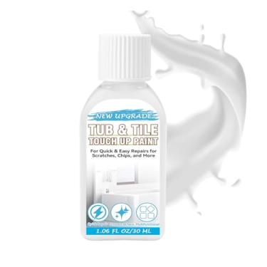 Imagem de Tinta de retoque de banheira e azulejo, tinta branca de alto brilho, solução de reparo de secagem rápida para arranhões e lascas em banheiras, azulejos, pias, banheiros, porcelana, esmalte, acrílico e