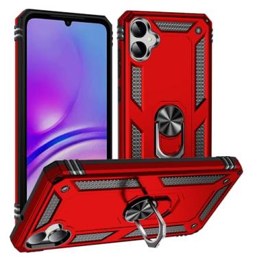 Imagem de SORAKA Capa para Samsung Galaxy A05 com suporte de anel capa protetora para Samsung Galaxy A05 capa traseira de policarbonato rígido com placa de metal para suporte magnético de telefone carro