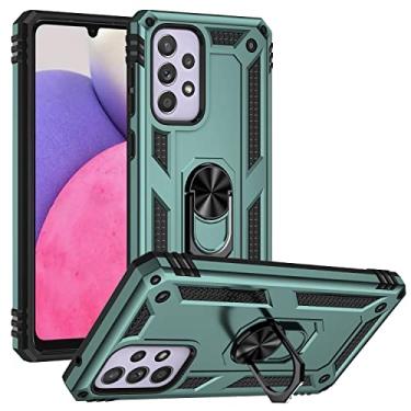 Imagem de SORAKA Capa para Samsung Galaxy A33 5G com suporte de anel capa armadura para Samsung Galaxy A33 5G capa traseira de policarbonato rígido com placa de metal para suporte magnético de telefone carro