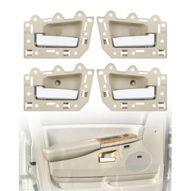 Imagem de Conjunto de maçanetas internas, compatível com Jeep Grand Cherokee 2005-2010, bege interior dianteiro e traseiro esquerdo e maçaneta lateral do passageiro direito com alavanca cromada, substituição