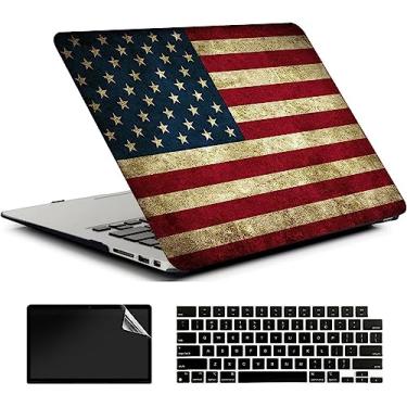 Imagem de AMCJJ Compatível com MacBook Air 13,5 polegadas 2025 2024 2023 2022 M4 A3240 M3 A3113 M2 A2681, capa rígida de plástico; capa de teclado e protetor de tela - bandeira dos EUA
