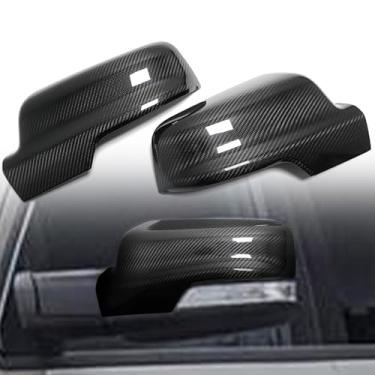 Imagem de FINMOKAL 1 par de capas de espelho lateral de fibra de carbono real compatíveis com Dodge Ram 1500 TRX 2019-2024