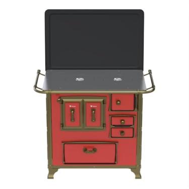 Imagem de Fogão a Lenha N 1 Renaissance Chapa de Aluminio Vermelho Saida Esquerda