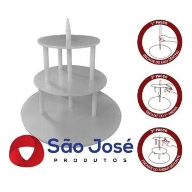 Imagem de Kit Suporte Para Bolo Redondo De 3 Andares Tipo Banquinho