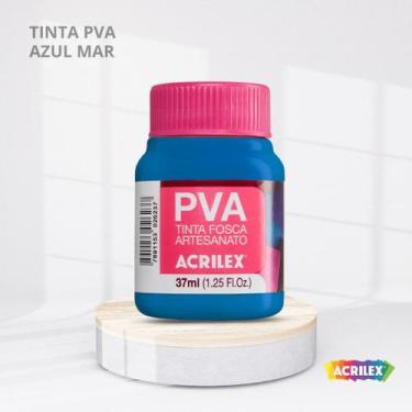 Imagem de Tinta pva fosca para artesanato com 37ml cor azul mar - ACRILEX