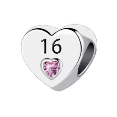 Imagem de JMQJewelry Números 12 13 16 18 21 30 40 50 60 70 Coração Rosa Aniversário Pulseira Compatível com Pandora Charms Bracelet, banhado a cppper, Cobre