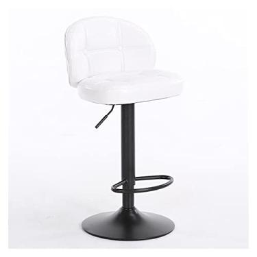 Imagem de Banquetas de bar para cadeira de bar de couro artificial, cadeiras de bar, bancadas, banco de bar ajustável com encosto alto para balcão de cozinha, bancos de bar ajustáveis (cor: branco)