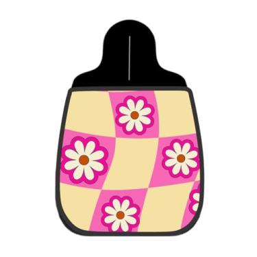 Imagem de Lixeira De Carro Organizador Lixinhocar Margaridas Retrô Xadrez Rosa 1