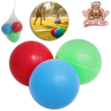 Imagem de Bola / bolinha de borracha para frescobol com 3 pecas 4cm de ø - BONS 