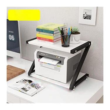 Imagem de Suporte de impressão de mesa para impressora tipo Z prateleira de armazenamento estante de livros bandeja de 2 camadas ferragens e mesa de impressora de luz multifuncional de aço (cor: D, tamanho: G)