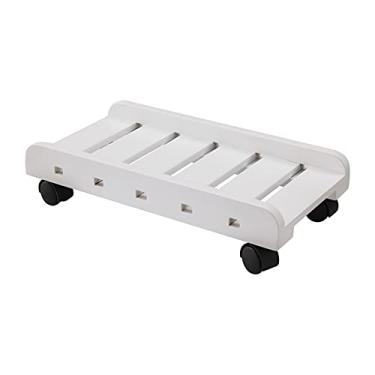 Imagem de Suporte de PC Desktop PC Tower Holder Cart, Madeira PC Tower Floor Stand CPU Stand Carrinho com Rodas sob a Mesa (Suporte Marrom (Cor: Dourado, Tamanho: M)