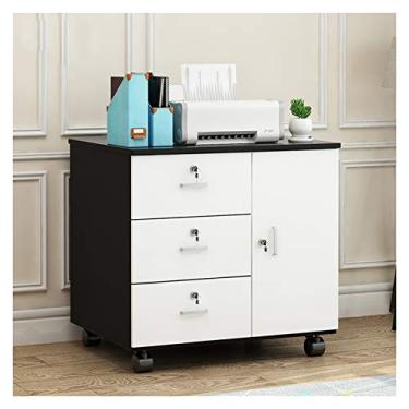 Imagem de Suporte para PC, suporte móvel para CPU, suporte de chão para impressora de madeira, armário de armazenamento com gaveta, estojo de computador de mesa, suporte de torre, carrinho com 4 rodas