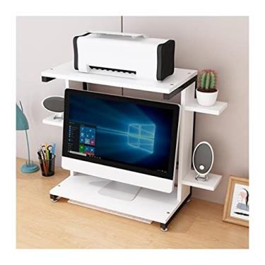 Imagem de Suporte de impressão, suporte para monitor, suporte de impressora com 2 camadas, prateleiras de armazenamento, prateleira, escritório, casa, mesa, mesa, impressora, suporte para máquina de fax