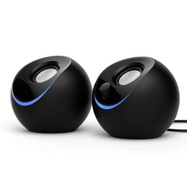 Imagem de Caixa de Som Multimídia, 10W RMS (5W x 2), LED Multicolorido, Conexão P2 3,5mm, Controle de Volume - Acabamento Premium