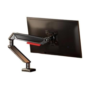 Imagem de Suporte para monitor único, mola pneumática, braço completo de alumínio para telas de 81.3 cm, comporta 2 a 10 kg, suporte de mesa ajustável para monitor único (Preto)