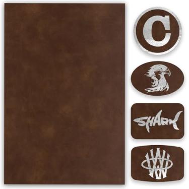 Imagem de Pacote com 5 folhas de couro sintético laserável de couro sintético com adesivo de prensa a laser para gravação a laser faça você mesmo, chapéu, boné, camisa, impressão UV, suprimentos de artesanato