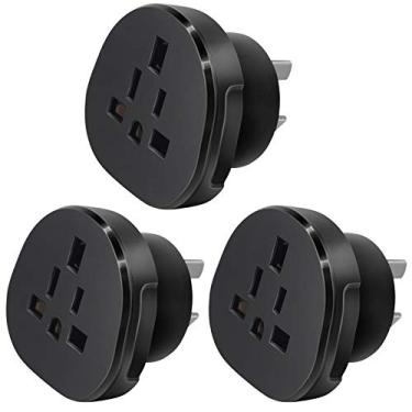 Imagem de SAA Approved UK/US/JP/CA to AU/NZ Adaptor Plug with Insulated Pins, UK/US Plug Convert to 3-Pin Australian/New Zealand/China Socket (Pack of 3 Black)