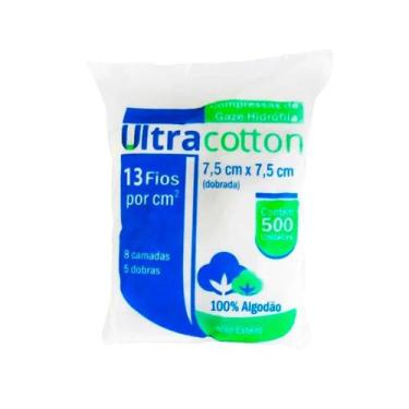 Imagem de Compressas de Gaze Hidrófila 7,5 x 7,5cm Ultracotton 13 Fios - 500 Uni