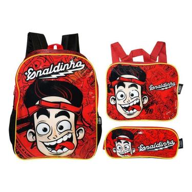 Imagem de Kit Mochila Enaldinho Costas Infantil Escolar Aulas Oficial