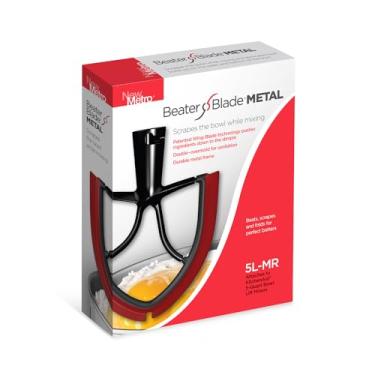 Imagem de New Metro Design Lâmina de batedor de metal 5L-MR, funciona com a maioria das batedeiras KitchenAid de 5 litros, vermelho