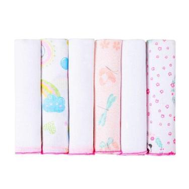 Imagem de Kit 6 Pano De Boca Premium Fralda De Boca 30X30 Feminino