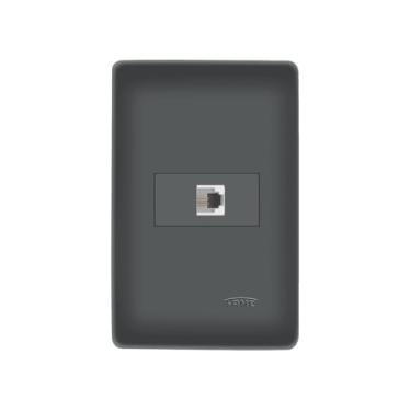 Imagem de Tomada para Telefone Fame Habitat Black RJ11 4 Vias com Placa 4x2