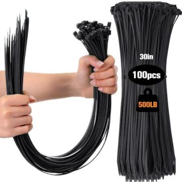 Imagem de Abraçadeiras Nuanchu 100 peças, 76 cm, nylon preto pesado