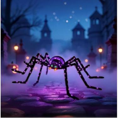 Imagem de Aranha gigante iluminada de Halloween ao ar livre HBSpacstial 206 cm 1